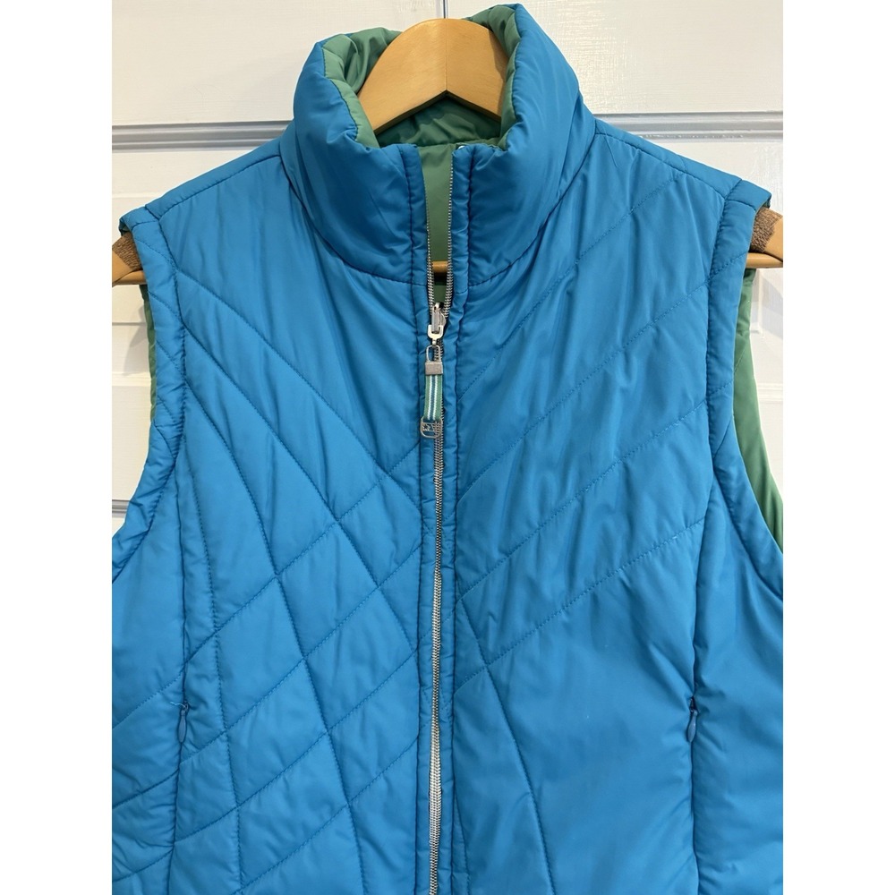 Reversible Quilted Pile Vest Aqua/Green Full Zip Size Large Free Country‎